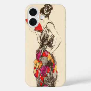 Coques iPhone 16 Vintage dame de mode avec une robe de printemps