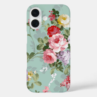 Coque Pour iPhone 16 Vintage Elegant rose Roses Motif