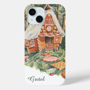Coque Pour iPhone 15 Vintage Fairy Tale, Hansel et Gretel Candy House