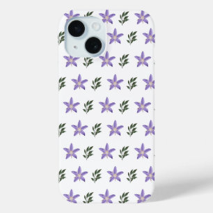 Coque Pour iPhone 15 Vintage Fleur violet Floral Vert Feuilles Boho