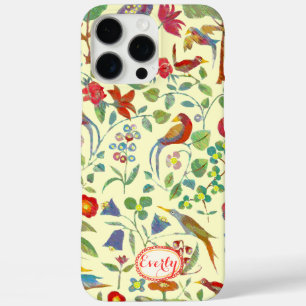 iPhone 16 Pro Max Case Vintage Floral mignon Oiseau Motif funky