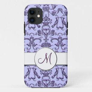 Coque iPhone 11 Vintage Florentine Damask (Monogramme) (Lilac)