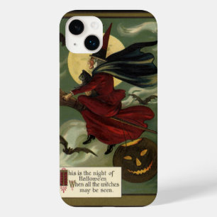 Coques Pour iPhone Vintage Halloween sorcière Broomstick avec chat