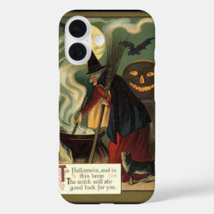 Coque Pour iPhone 16 Vintage Halloween sorcière Stirring Magique Cauldr