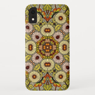 Coque Pour iPhone XR Vintage Illustration Fleurs Papillons Motif