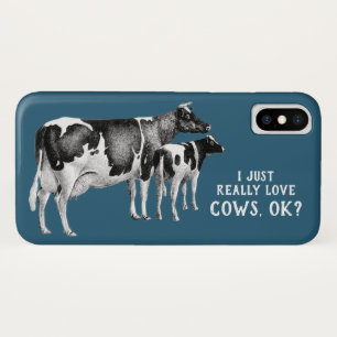 Case-Mate iPhone Case Vintage J'Aime Vraiment Les Vaches   Texte blanc