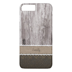 Case-Mate iPhone Case Vintage Lace & Wood Nom personnalisé iPhone 7 Plu