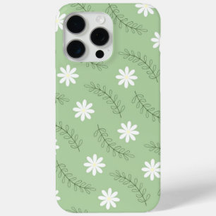 Coque iPhone 15 Pro Max Vintage Mid-Century Green Flower Motif