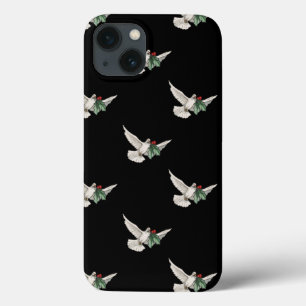 Etui iPhone 13 Vintage Motif de Noël, White Dove for Peace