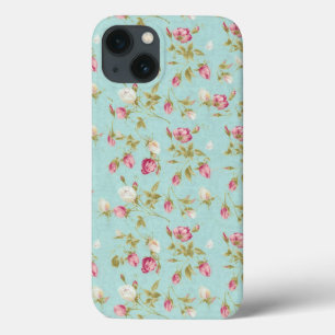 iPhone 13 Case Vintage motif floral rose bleu shabby rose chic 