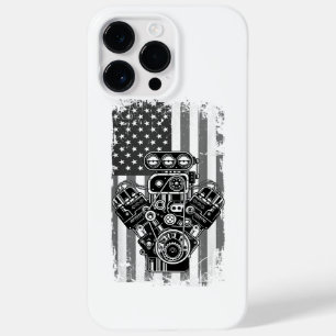 Coque Pour Pour iPhone 14 Pro Max Vintage Muscle Car Piston Drapeau Américain Drôle