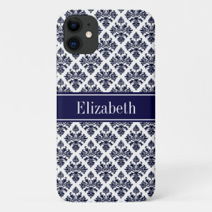 Case-Mate iPhone Case Vintage Navy Blue Whats Damask #3 Nom de la marine