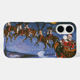 Coque Pour iPhone 16 Vintage Noël Le Père Noël Volant Son Sommeil