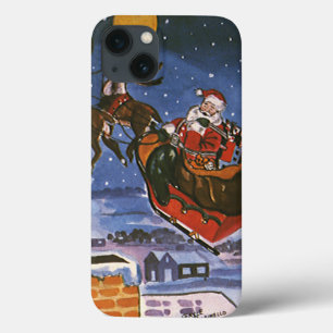 iPhone 13 Case Vintage Noël Le Père Noël Volant Son Sommeil