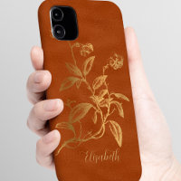 Vintage or floral brûlé orange nom personnalisé
