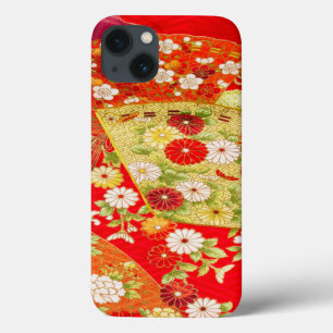 Case-Mate iPhone Case Vintage or rouge blanc japonais Kimono floral