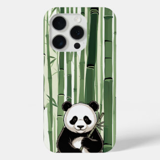 Coque iPhone 15 Pro Vintage Panda Phone Case with Bamboo