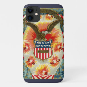 Coque iPhone 11 Vintage patriotique 4 juillet Aigle et drapeau amé