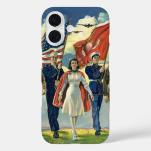 Coques iPhone 16 Vintage Patriotique, Fiers Héros du personnel mili