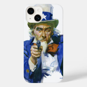 Coque Pour iPhone 14 Vintage Patriotique Oncle Sam Magazine Couverture