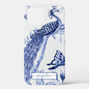 Case-Mate iPhone Case Vintage Peacock Feather Chinoiserie Bleu et blanc