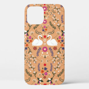 Case-Mate iPhone Case Vintage petite fleur délicate avec cygne blanc et 
