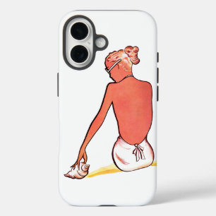 Coque Pour iPhone 16 Vintage plage fille seashell été élégant rétro