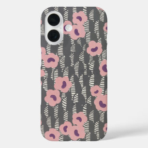 Coque Pour iPhone 16 Vintage René Crevel Art Déco Fleur rose français
