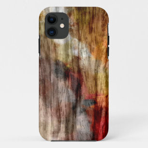Coque iPhone 11 Vintage Retro Brown Bois Art Abstrait