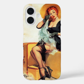 Coque Pour iPhone 16 Vintage Retro Elvgren Voyageur Pinup fille Pin up