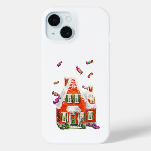 Coque Pour iPhone 15 vintage rétro Noël bonbons gingembre maison de pai