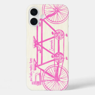iPhone 16 Plus Case Vintage rose brillant Couleurs Vélo Motif Iphone