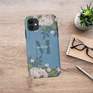 Case-Mate iPhone Case Vintage rose élégant Rose Floral Nom du monogramme