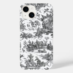 Coque Pour iPhone 14 Vintage Rustique Ferme Français Toile-Noir & Blanc