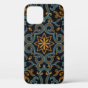 Case-Mate iPhone Case Vintage sans couture or et bleu motif avec art ou