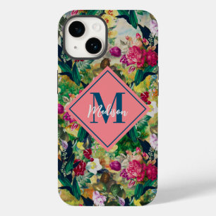 Coque Pour iPhone 14 Vintage shabby chic rose motif diamant jaune