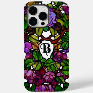 Coque Pour Pour iPhone 14 Pro Max Vintage Tiffany Vitrage pourpre Roses