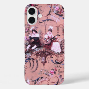 Coques iPhone 16 Plus Vintage Toile rose Victorien Style Floral