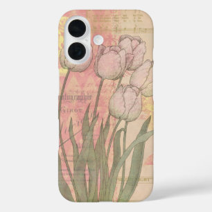 Coques iPhone 16 Vintage Tulips on Floral Background