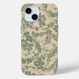 Coque Pour iPhone 15 Vintage Vibrant vert motif floral