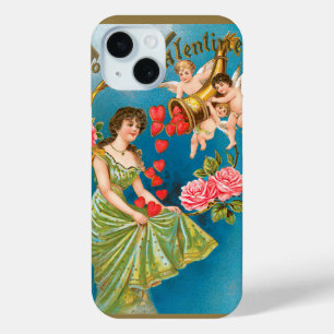 Coque Pour iPhone 15 Vintage Victorien Valentine's Day Angels & Hearts