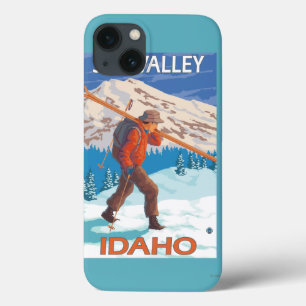 iPhone 13 Coque Vintage voyage de transport 2 de skis de neige de