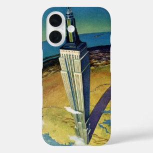 Coque Pour iPhone 16 Vintage voyage New York City Empire State Building