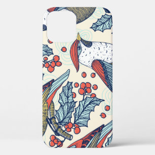 Case-Mate iPhone Case Vintage Waxwings Holly Motif de Noël