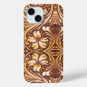 Coque Pour iPhone 15 vintageCountry Tooled Cuir occidental