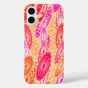 iPhone 16 Plus Case "Vinyl Jazz" abstrait - orange, fuchsia, rose