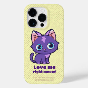 Coque Pour iPhone 14 Pro Violet Anime Chat Vector Art Jaune