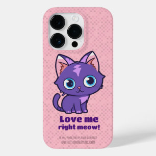 Coque Pour iPhone 14 Pro Violet Anime Chat Vector Art Rose