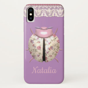 Case-Mate iPhone Case Violet de Ladybug et rose mignon rose floral viole