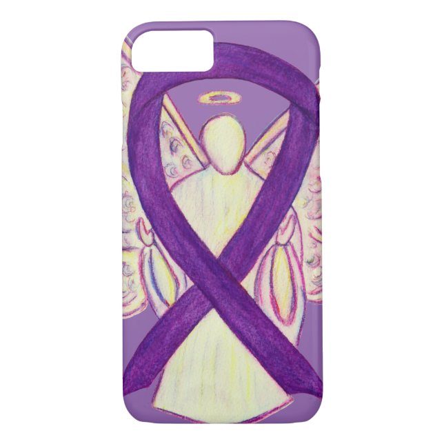 Coques Case-Mate iPhone Violet de sensibilisation Ruban Angel personnalisé (Dos)